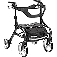 Drive Medical Nitro Sprint Foldable Rollator Walker with Seat, Petite Height Lightweight Rollator with Large Wheels, Folding Rollator, Short Rolling Walker for Seniors and Adults, Black