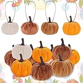 24 pcs Thanksgiving Pumpkin Hanging Ornament 2" Velvet Hanging Pumpkins for Thanksgiving Fall Tree Ornaments Mantel Farmhouse Harvest Autumn Home Party Decor