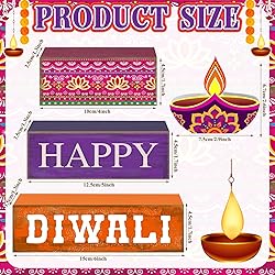 Lineshading 4 Pcs Diwali Wooden Table Decoration