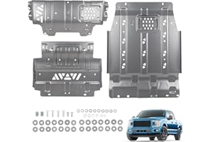 RUIANOMG Full Skid Plate with Transmission Skid Plate Replacement For Ford F150 4WD 2.7L 3.5L EcoBoost 2015-2022, Steel Splash Protection Shield Kit