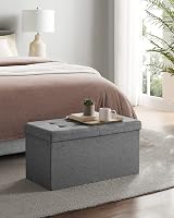 SONGMICS MAZIE Storage Ottoman Bench 110 cm Folding Foot Rest Dark Grey LSF80GYZ view 2
