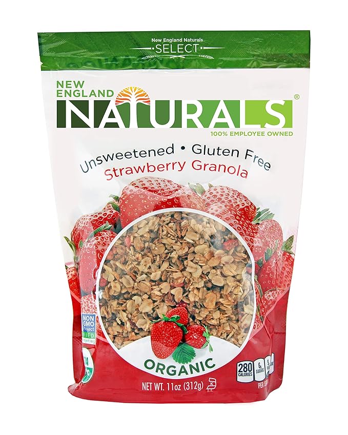 New England Naturals Organic Unsweetened GlutenFree Strawberry Granola, 11 Ounce