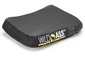 Wild Ass Pillion Lite – Motorcycle Air Gel Seat Cushion, Ergonomic Air-Adjusting Pad with Cover & Straps, Ultimate Passenger Comfort & Relief, Cool Flow Motorcycle Accessory for Long Rides – Black