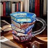 GAGABEN Painted Book Mug Cute & Funny Mug for Women Who Love Books 11oz Coffee Cup for Readers, Writers & Librarians, Painted Glass Mug