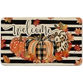 Hexagram Fall Door Mat 17x29, Fall Welcome Mat Outdoor, Autumn Pumpkin Rug | Autumn Pumpkin Doormat, Outdoor Doormats for Front Door, Porch, Decorations for Home