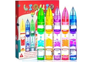 UIIOPJIOM Liquid Pens Easter Basket Stuffers Gift for Girls Kids, Fun Cool Pens Autism ADHD Anxiety Stress Relief Travel Draw Toy Fidget Sensory Desk Toys Party Favor Classroom Prize for Boys Girls (5PCS)