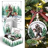 Soulchen 2025 Funny Christmas Ornament Sasquatch Gifts for Men Women Friends Box Cards Camping Ornaments for Christmas Tree Gifts for Sasquatch Lovers Wooden Supernatural Funny Stocking Stuffers