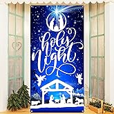 Christmas Door Cover Decorations Holy Night Christmas Door Decorations Nativity Scene Outdoor Religious Front Door Hanging Banner for Holiday Xmas Party Supplies 71x35 Inch