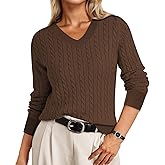 IEEILULU Cable Knit Sweater Women V Neck Tops for Women Long Sleeve Pullover Clothes Casual Trendy Outfits