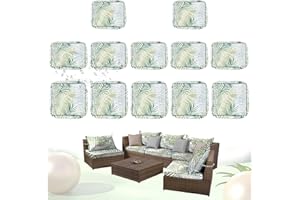 LCKJZYL Patio Cushion Covers Replacement, Outdoor Cushion Slipcovers with Straps, Waterproof Outdoor Seat Cushion Covers, Fade Resistant Couch Back Cushion Covers for Patio Furniture (Green Leaves, 12pcs)