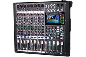 DOSLNLYA GF8 Pro Multi functional 8-channel Audio Mixer, Bluetooth DJ Mixing Console -7-level Stage Equalizer, 99 Sound Effects, Stage Independent Mute, Karaoke, Wedding Scene, Party DJ Mixer
