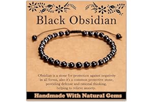 CHCCOYE 468Handmade Adjustable Natural Gemstone Crystal Bracelet Healing Power Energy Inspirational Gifts with Card for Unisex