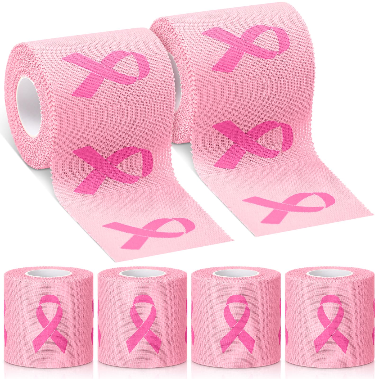 Photo 1 of Threlaco 4 Pcs Breast Cancer Awareness Athletic Tape with Pink Ribbon Sports Tape 2in x 23ft Cotton for Support Breast Cancer Awareness Activities Football Baseball Gymnastics Boxing
