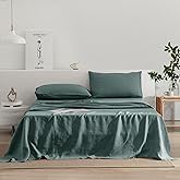 EVERLY Linen Sheets King Size,100% Stonewashed Pure French Linen Sheets 16Inch Deep Pocket Sheets,3Pieces (1Flat Sheet,1Fitted Sheet,2Pillowcase) Natural Flax Soft and Breathable For Hot Sleepers-Aqua