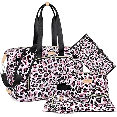 Diaper Bag Tote for Baby 7Pcs - Large Mommy Bag with Portable Changing Pad, Pacifier Case and Organizer Pouches, Multifunctional Hospital Bags for Labor and Delivery Travel Baby Bag for Boy Girl