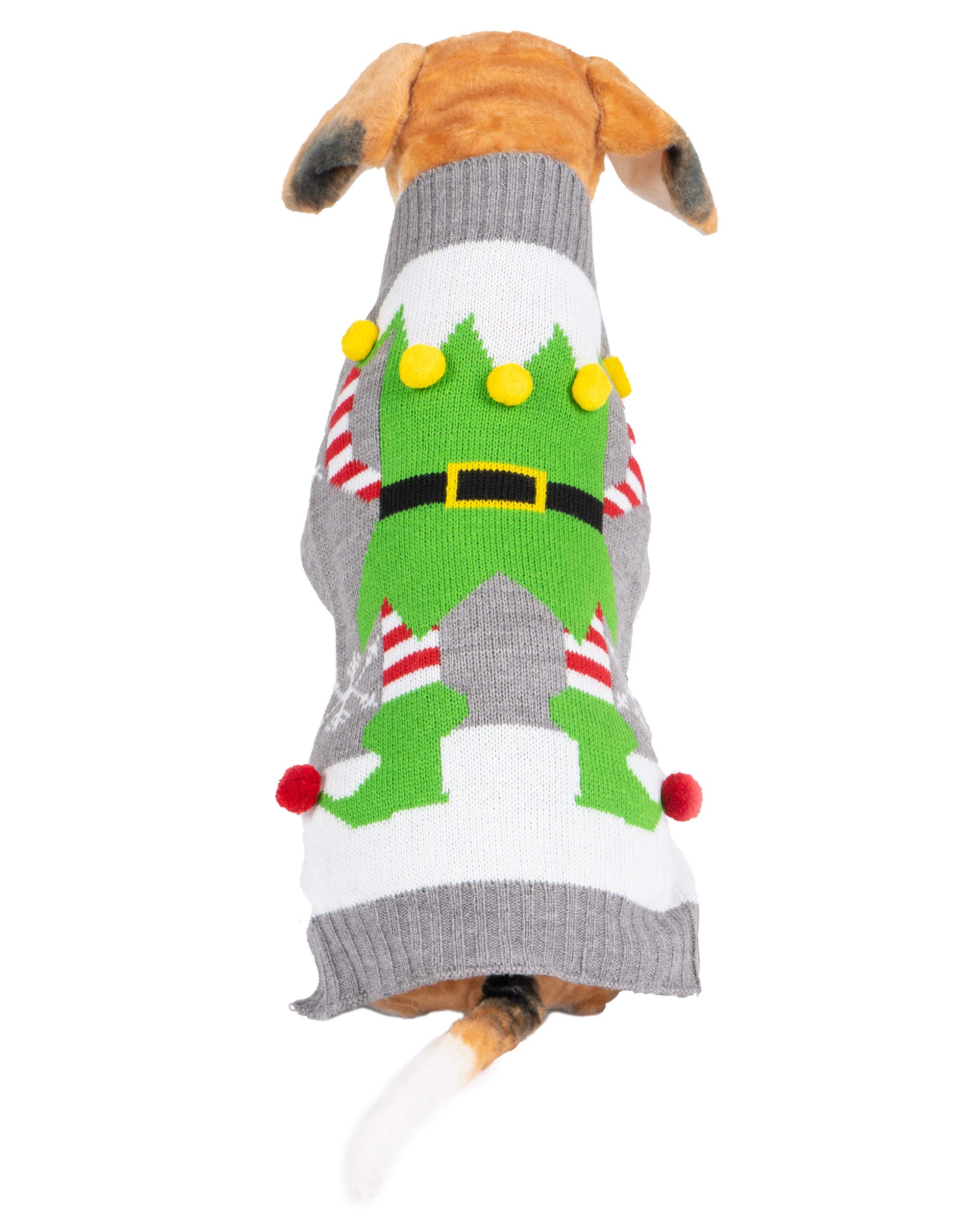 NOROZE Dog Christmas Jumper Warm Winter Clothes Puppy Snowman Elf Soft Coat Xmas Dogs Sweater Outfit (XL, Elf Grey)