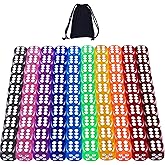 AUSTOR 100 Pieces 6 Sided Dice Set 10 Colors 16mm Acrylic Dice with a Free Pouch for Tenzi, Farkle, Yahtzee, Bunco or Teachin