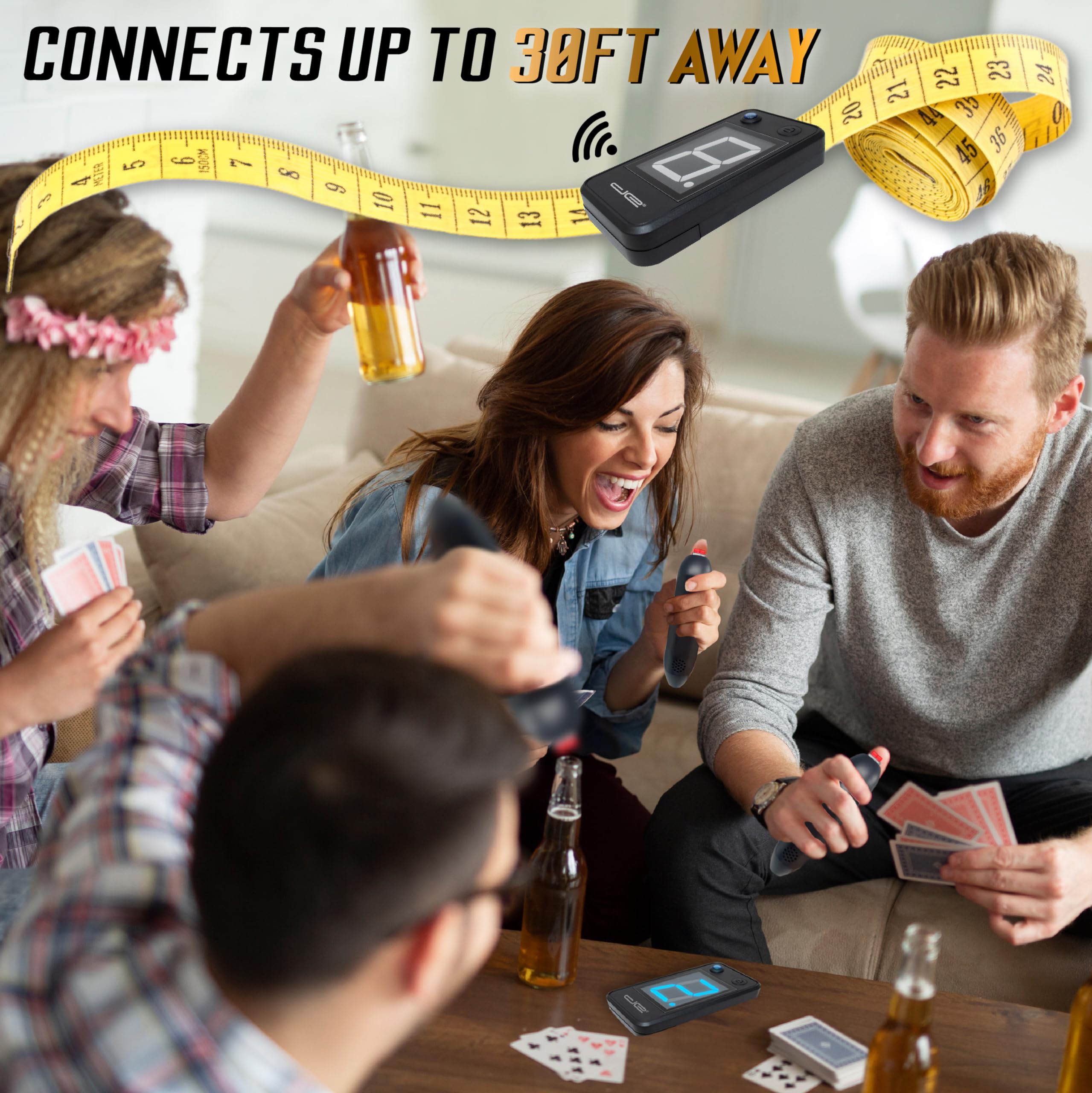 Digital Energy Wireless Handheld Game Buzzer System - Console Displays First Buzz-in - Great for Jeopardy, Family Feud, Trivia and Buzz Games - 8 Joystick Buzzers