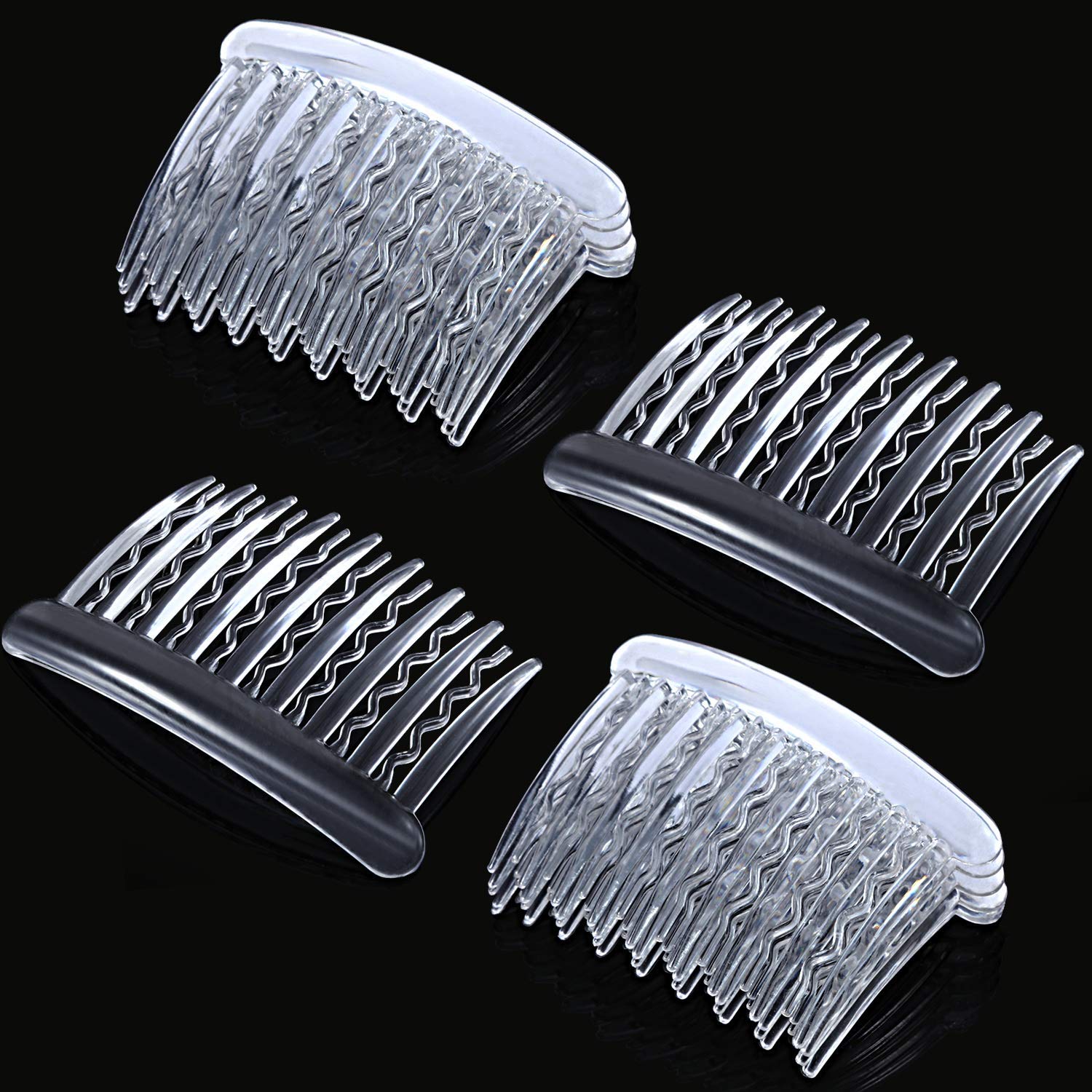 Gejoy 12 Pieces Plastic Teeth Hair Combs Tortoise Side Comb Hair Accessories for Fine Hair (Transparent) : Beauty
