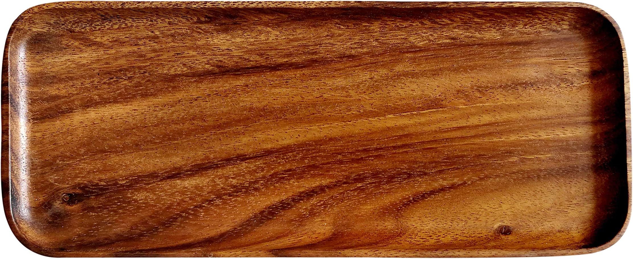 Acacia wood tray plate,serving for breakfast/dinner/appetizer/cake,Rectangle,Meduim (12x30cm)