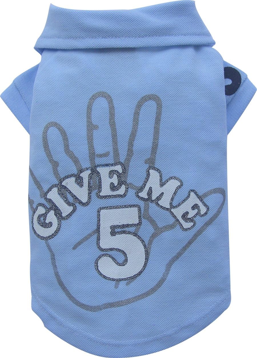 DoggyDolly T228 Dog Poloshirt Give me 5, blue, XXS - chest 26-28 cm - back length 13-15 cm