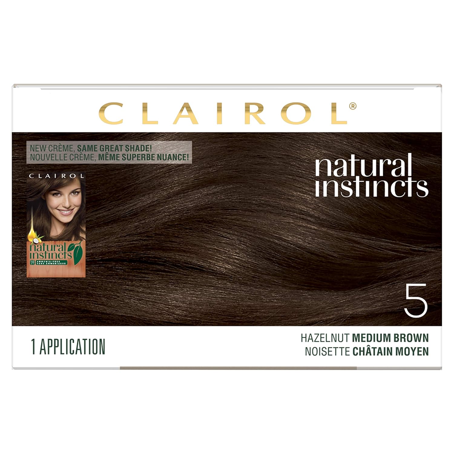 Clairol Natural Instincts Semi-Permanent Ammonia-Free Hair Color, 5 Medium Brown, Hazelnut, Pack of 3: Beauty