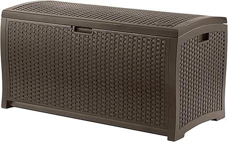 Amazon.com: Suncast DBW7300 Mocha - Caja de mimbre de resina, 73