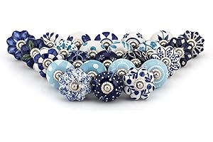 Craft Trade Ceramic Knobs for Cupboards Assorted Cabinet Knobs Vintage Blue Door Knobs Colorful Kitchen Furniture Pull Handle