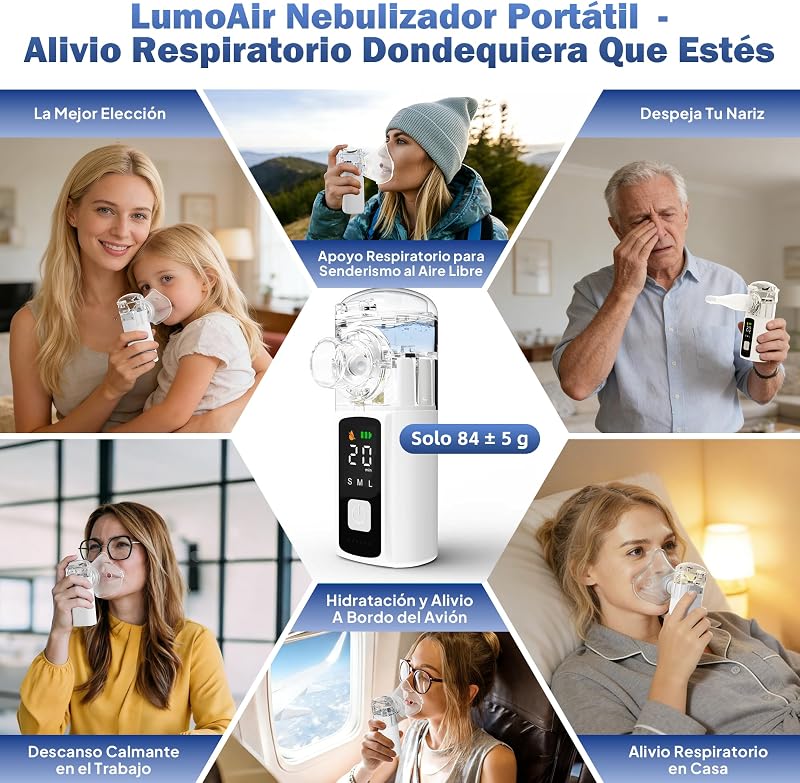 Nebulizador Portatil para Adultos y Niños Autolimpieza Pantalla LED — foto 7 de 7