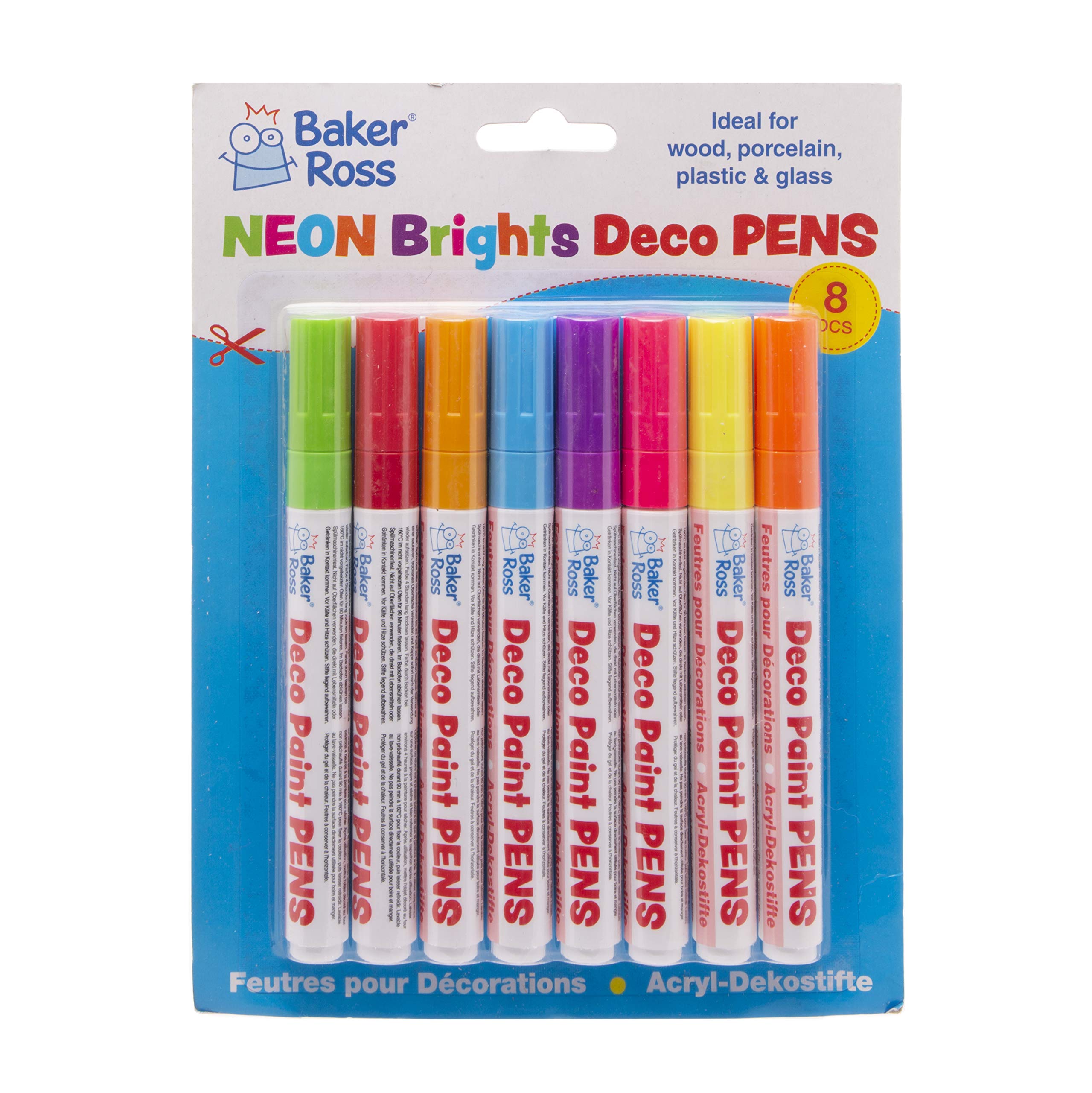 Baker Ross AW426 Neon Brights Deco Paint Pens (Pack of 8)