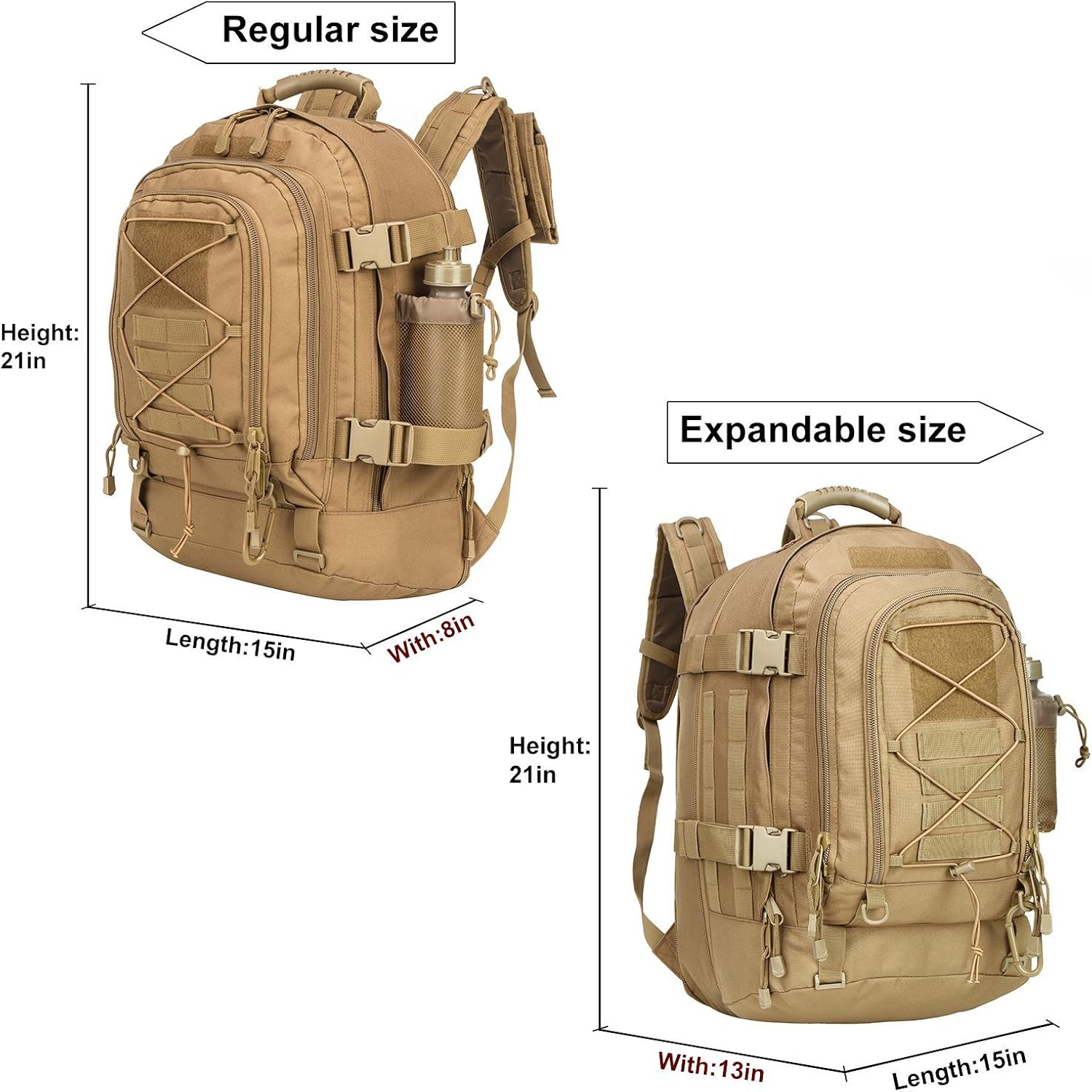 Outdoor 3 Day Expandable 40-64L Backpack Military Tactical Hiking Bug Out Bag : Clothing