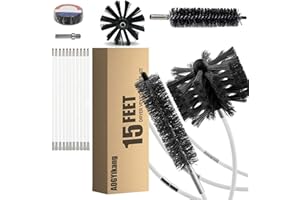 AOGYikang 15 Feet Dryer Vent Cleaning Brush Kit, Multi-Scene Durability Chimney Brush with Flexible Nylon Rod, Multi-Purpose lint Cleaning Brush for Drill,Chimneys, fireplaces, Ventilation ducts