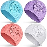 JenPen 6 Pcs Cotton Chemo Headwear for Women Turban Soft Cancer Head Scarf Hats Beanie Elastic Hair Wraps Gift for Christmas