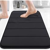 Buganda Memory Foam Bath Mat 24 x 16, Ultra Soft Absorbent Bathroom Rugs | Black, Machine Washable Quick Dry Bath Mats for Bathroom Floor, Shower and Tub, Home Decor Accessories