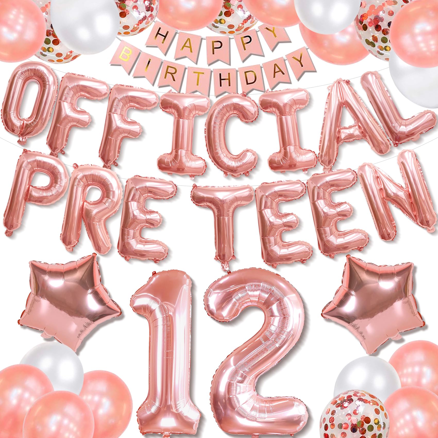 Photo 1 of 12th Birthday Balloons & Decorations for Girls - 12 Balloon Number, Pre Teen Theme