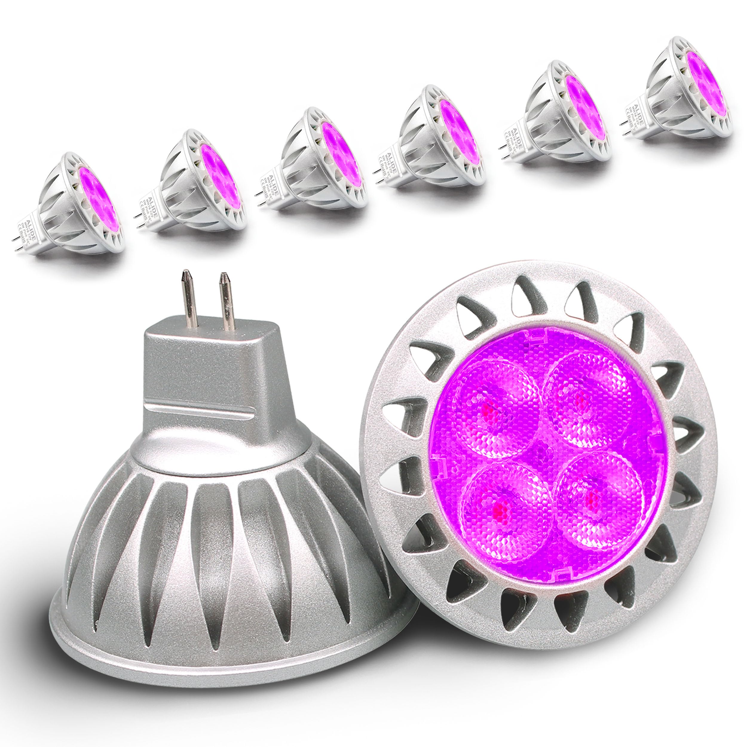 Photo 1 of ALIDE Pink MR16 GU5.3 Led Bulbs 5W,20W 35W 50W Halogen Equivalent,12V Low Voltage MR16 Led Pink Bulbs for Halloween Outdoor Landscape Yard Garden Tree Pool Holiday Lighting,38 Deg,6 Pack