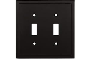 HENNE BERY Modern Edge Decorative Wall Plate Switch Plate Outlet Cover, Durable Solid Zinc Alloy (Double Toggle, Matte Black)