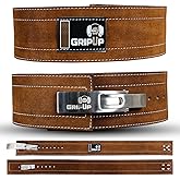 GripUp Powerlifting Belt for Weightlifting Lever Buckle Leather Gym Belt 10mm Thick 4-Inch Lumbar Back Support for Men & Women Ideal for Bodybuilding Deadlifts and Strength Training GP-005