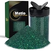 Matio Iridescent Ultra Fine Glitter Powder, 7.76oz/ 220g Emerald Green Craft Resin Glitter, 1/128" Metallic Nail Sequins Flakes for Epoxy Resin Tumbler, Nail Art, Slime, Body Face, Festival DIY Decor