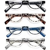 EYEURL Half Frame Reading Glasses for Women-4 Pack Blue Light Glasses Fashion Computer Readers for Women Anti UV Ray Eyeglasses with Spring Hinges,2.0