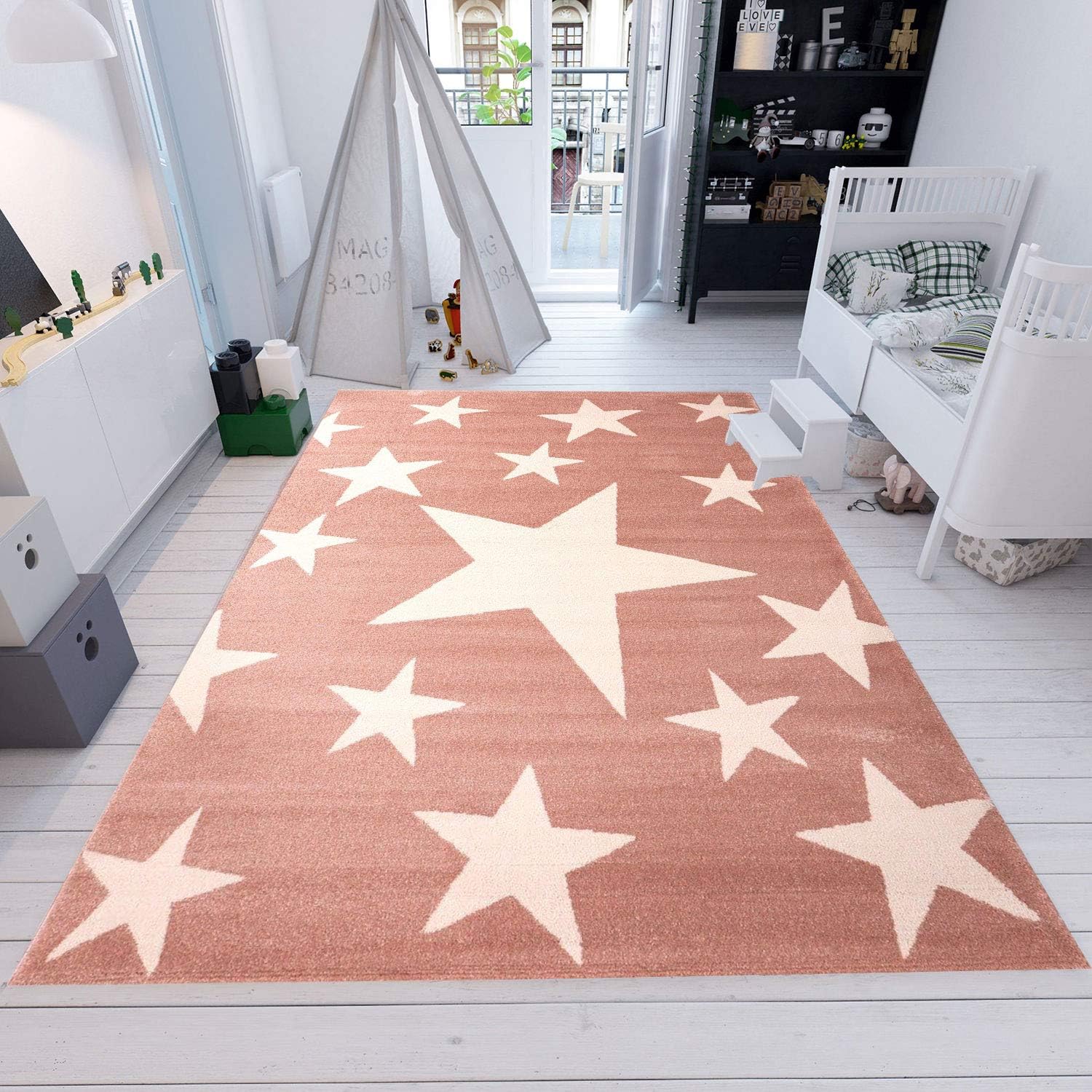 Fashion4Home Kinderteppich Sky Sterne | Kinderteppich für Mädchen und