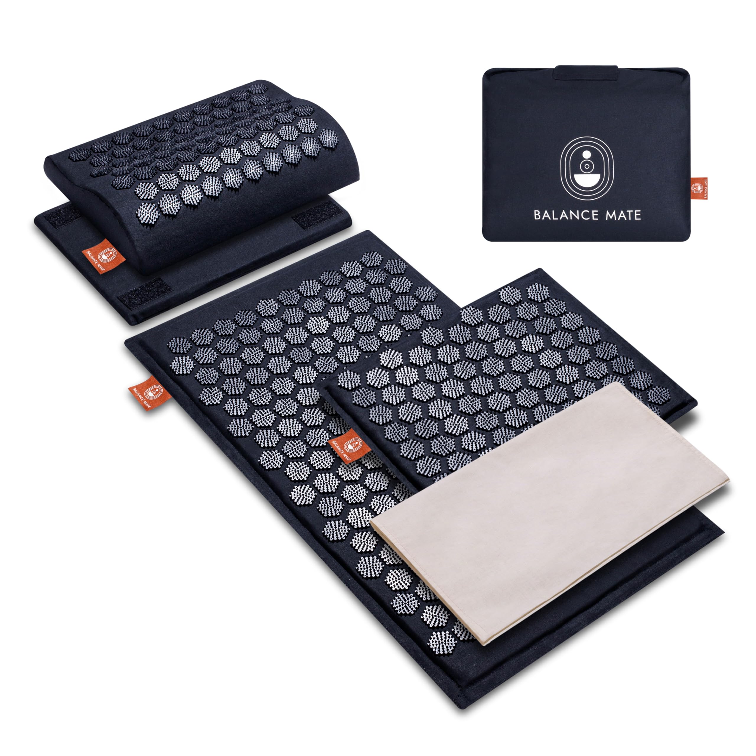 Photo 1 of Balance Mate Acupressure Mat & Pillow – Natural Back & Neck Pain Relief, Stress Relief, and Better Sleep Kit (Includes Pillow & Carry Bag, Deep Black).