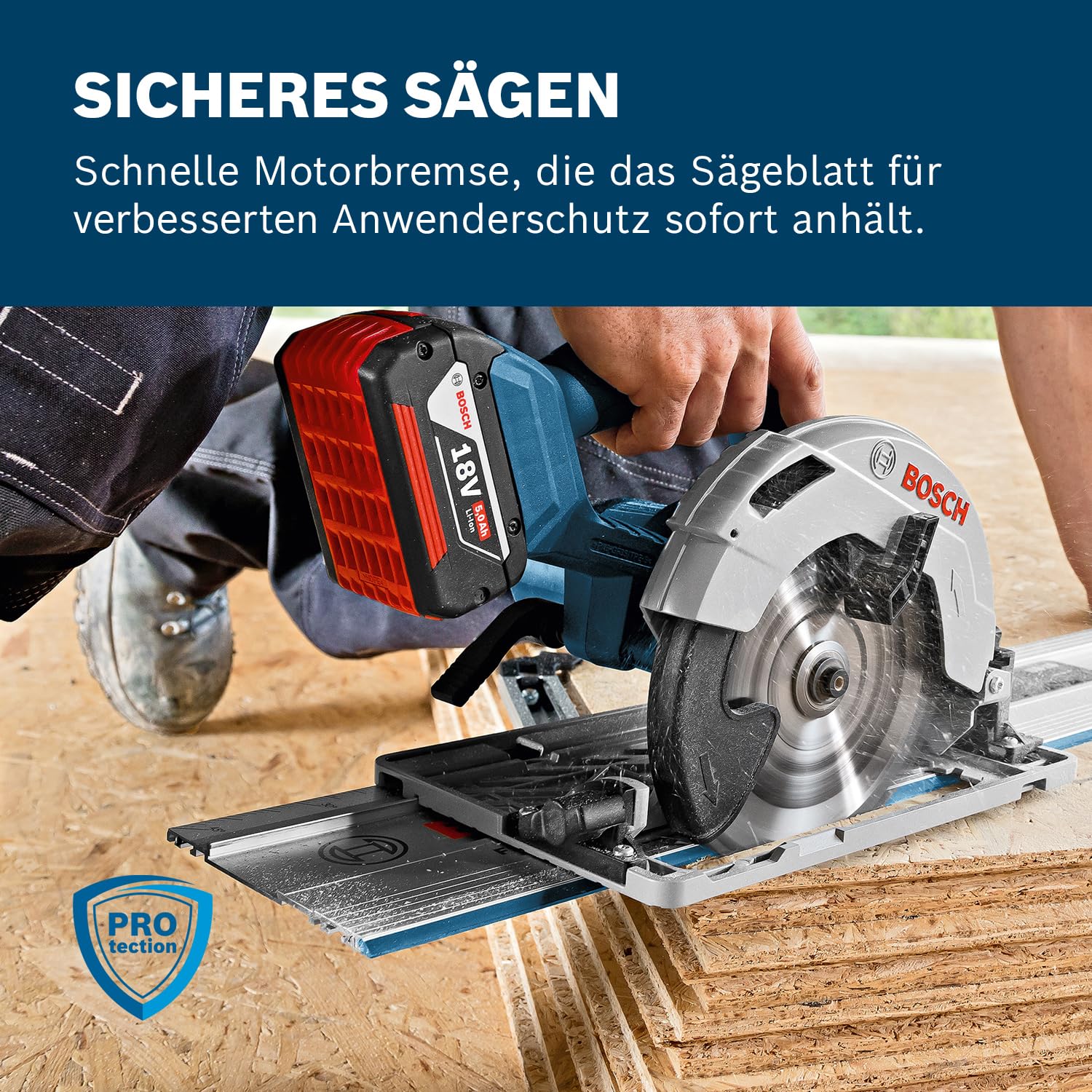 Bosch Professional 18V System Akku Kreissäge GKS 18V-57 G (Sägeblatt-Ø: 165mm, Schnitttiefe: 57 mm, inkl. L-BOXX, ohne Akku/ Ladegerät) 3
