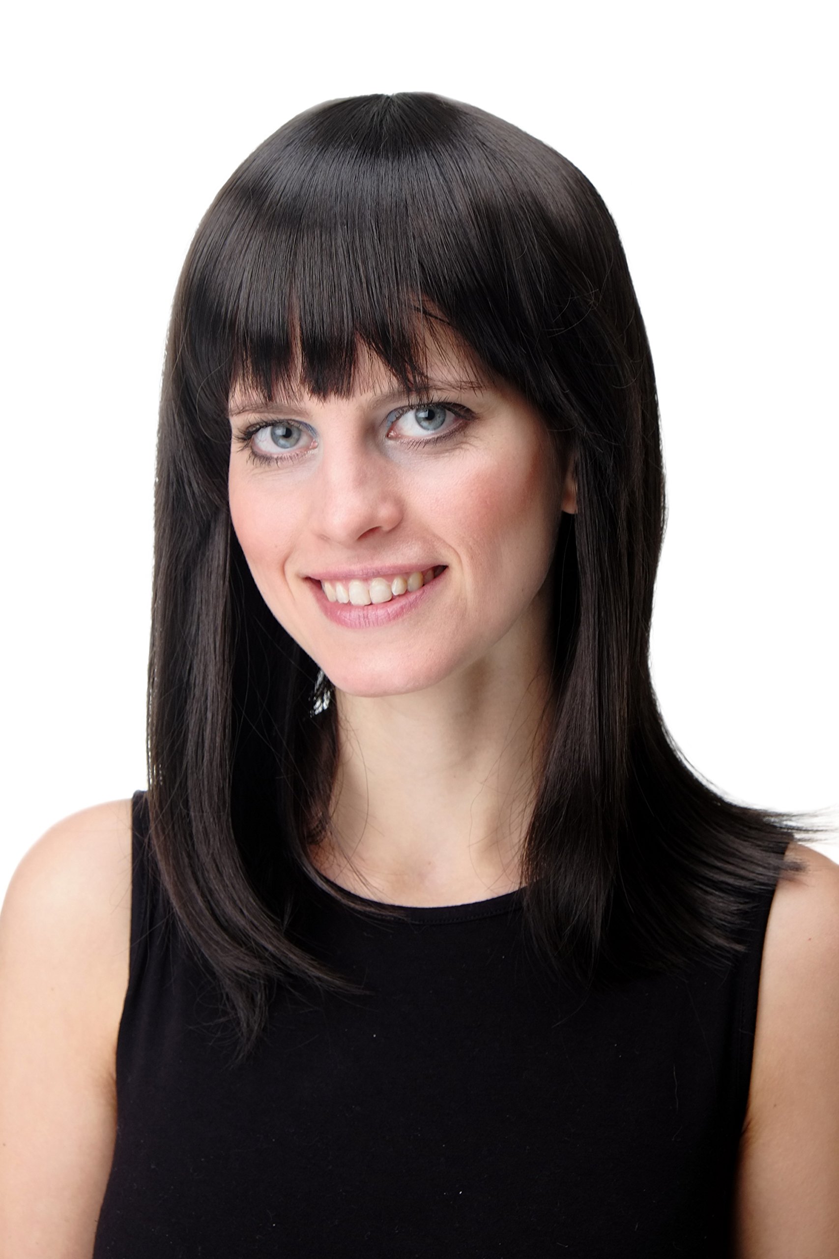 WIG ME UP - 7122-4 Lady Quality Wig shoulder length Longbob Bob fringe bangs straight dark brown