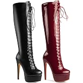 ANN CREEK Women's 'Niwen' Knee High Sexy Fashion Ultra High Stiletto Heels Platform Lace Up Boots
