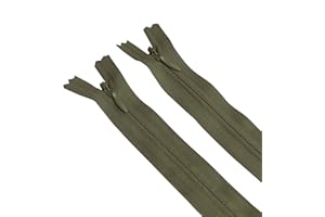Seeking ROAM Invisible Zippers, Nylon Coil, #3, 2 Pieces (Olive Military Green, 12" inch)