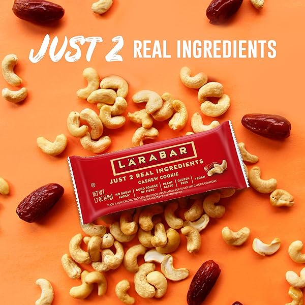 LARABAR CASHEW COOKIE, GLUTEN FREE VEGAN FRUIT & NUT BAR, 1.7 OZ BARS 16 CT