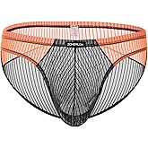 ZONBAILON Mens Bikini Pouch Underwear Sexy Stripe Low Rise Briefs Mesh Panties Breathable Cool S-2XL