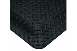 Wearwell UltraSoft Diamond-Plate SpongeCote Mat - Black. Anti-Fatigue Workstation Mat. 2' W x 3' L x 15/16" Thickness. Nitricell Sponge. Pre-Beveled Edge. For Industrial Use (414.1516x2x3BK)