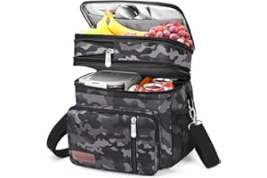 MIYCOO Lunch Bag & Lunch Box for Men Women, Double Deck Leakproof Insulated Soft Large Adult Camping Cooler bag for Work, Bea